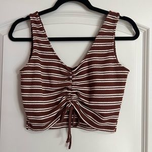 Brown and White Crop Top